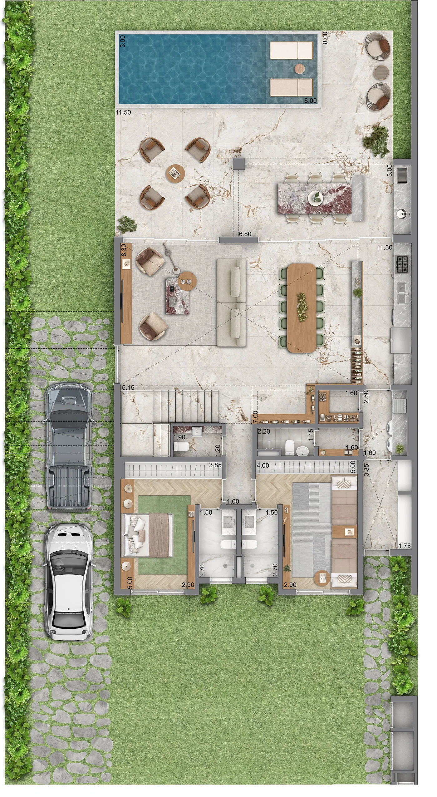 Planta Villa Riviera — Térreo · opção, 367 m²